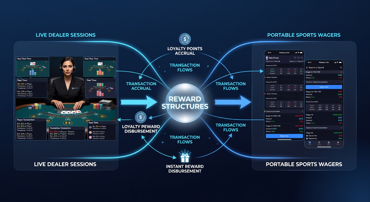 Mobile interface displaying integrated rewards during live dealer sessions and sports wagers