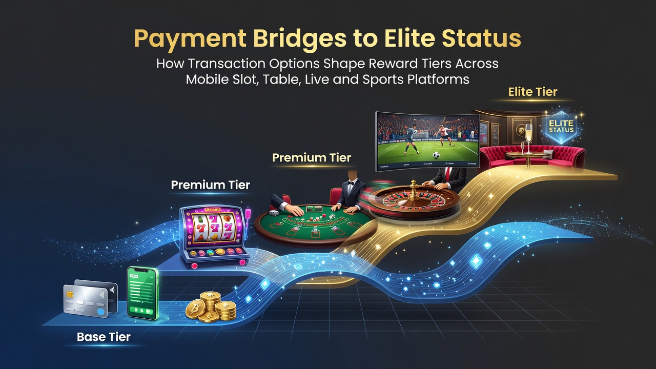 Mobile device displaying payment options linked to reward tiers on casino and sports platforms