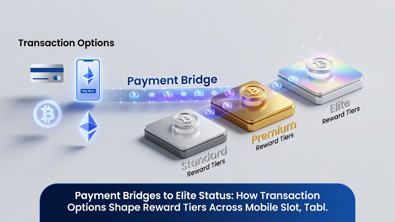 Illustration of payment bridges connecting to elite reward tiers across live dealer, slots, and sports betting interfaces