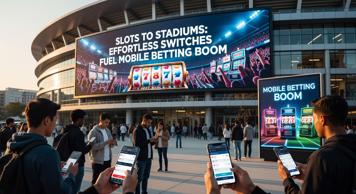 Graph showing explosive growth in mobile betting volumes, with lines for slots and sports betting converging on smartphones